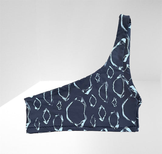 “Teeth” One Shoulder Crop Top